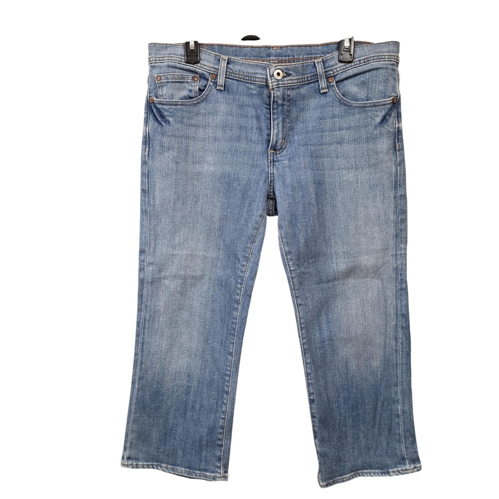 VTG Y2K Polo Jeans Company Jeans Women 12 Blue Mid Rise Cropped Stretch Boxy